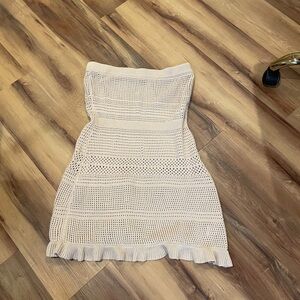 Elegant Beige Strapless Dress